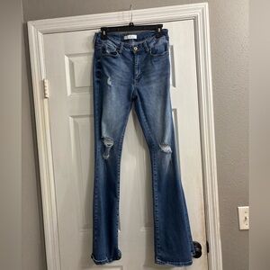 Kancan distressed flare jeans